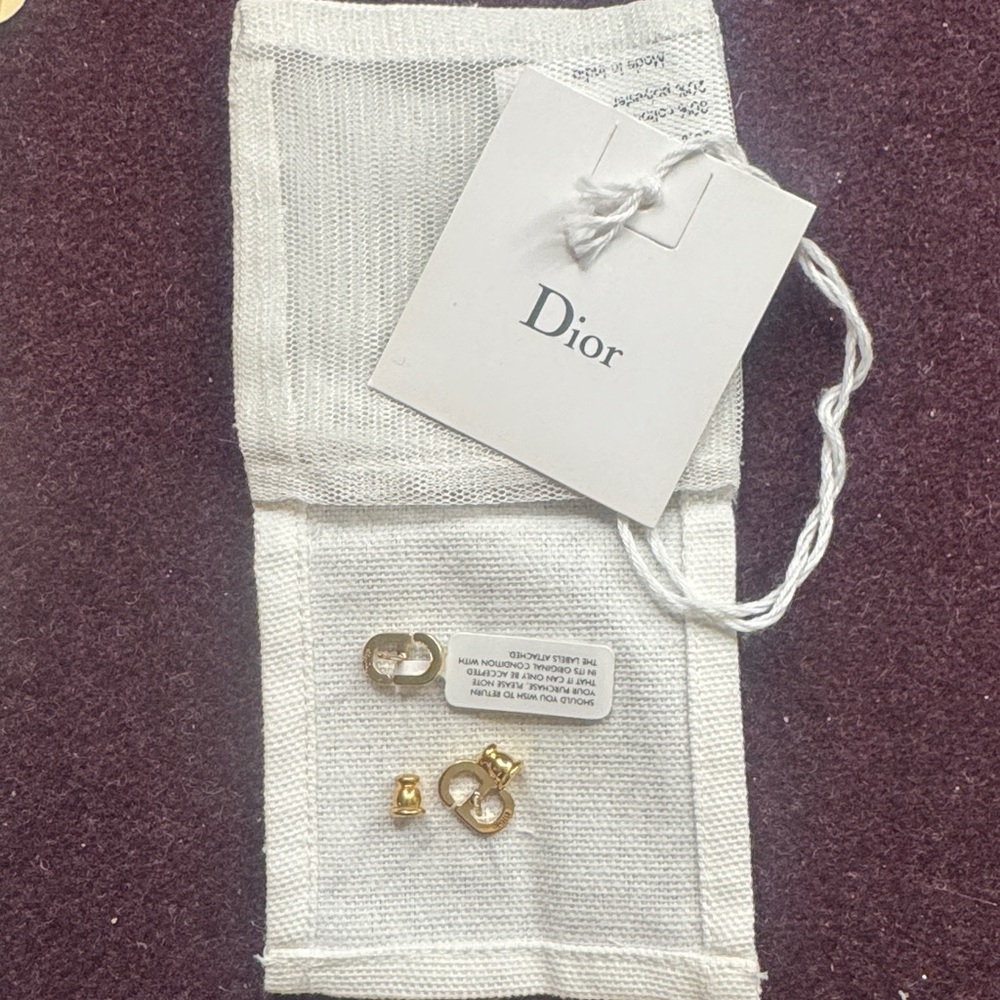 Dior Gold and Crystal Petit Stud Earrings - Picture 6 of 7